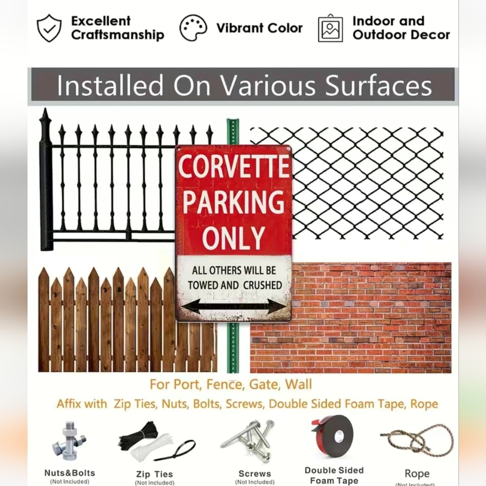 New Chevrolet Corvette Parking Only New Metal Sign 8x12